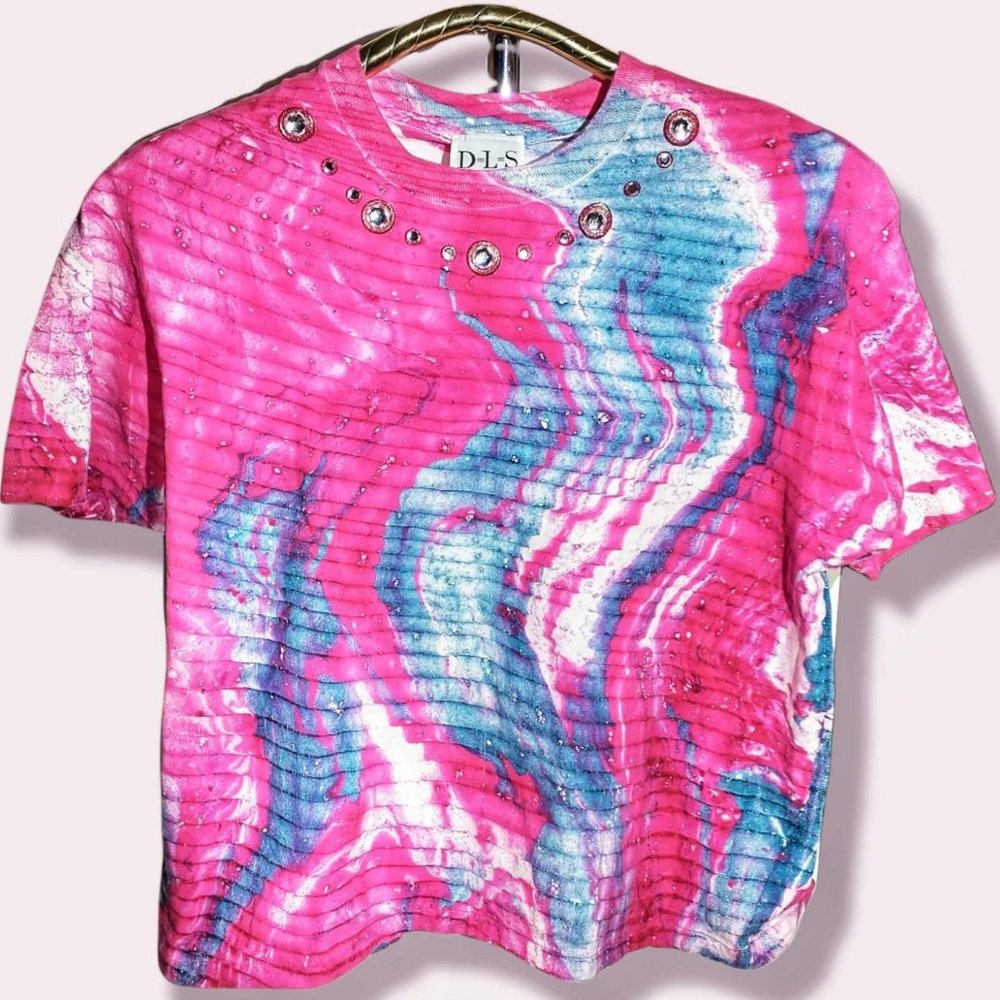 Hand Tie-Dyed One Size Pure Cotton Tee Shirt by DLS